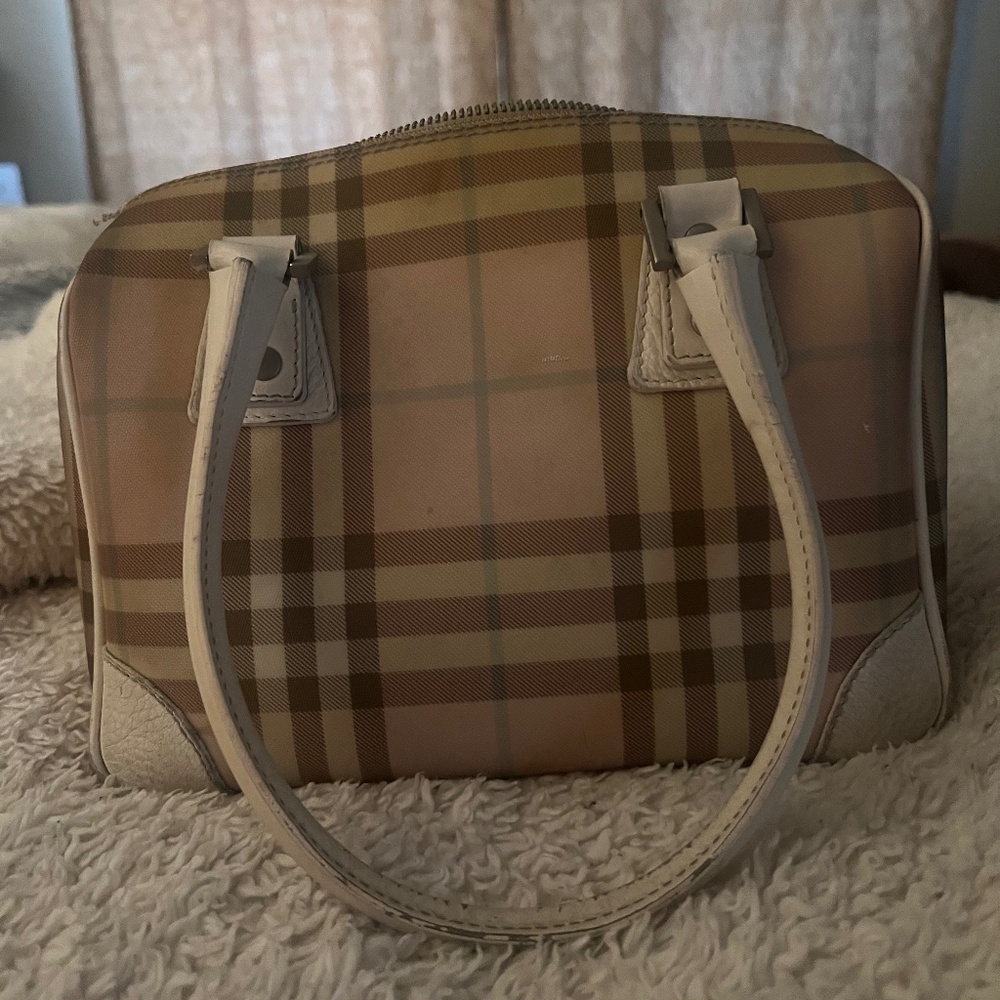 Burberry - Pink & White Plaid Bowling Bag